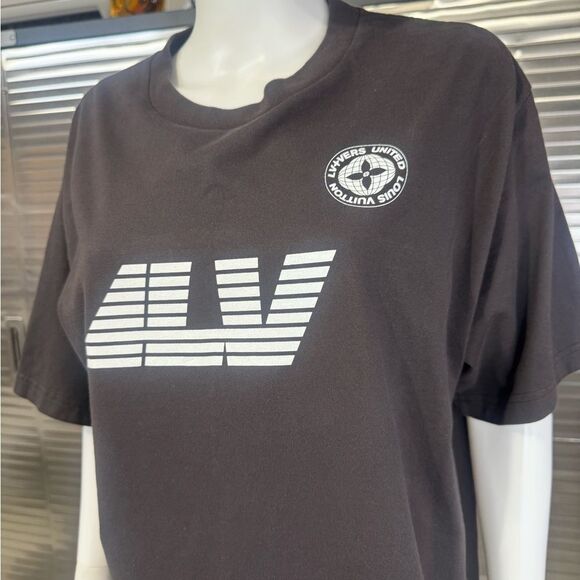 Louis Vuitton Washed Print Cotton Black T-Shirt Marque L. Vuitton Deposee - Picture 7 of 15